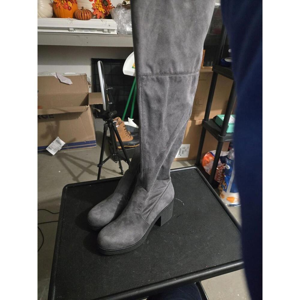 Indigo Rd. Charcoal Grey Suede Over-the-Knee Boots - Women's Size 7.5M